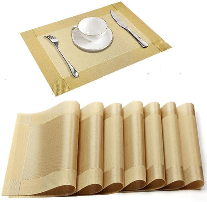 Set of 2/4/6/8pcs Golden Pvc Placemats,