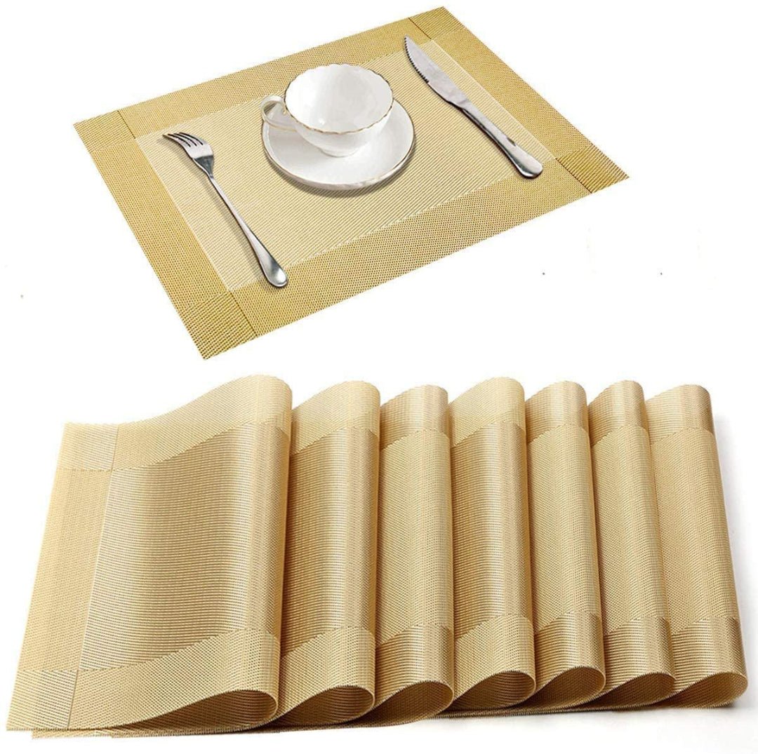 Set of 2/4/6/8pcs Golden Pvc Placemats,