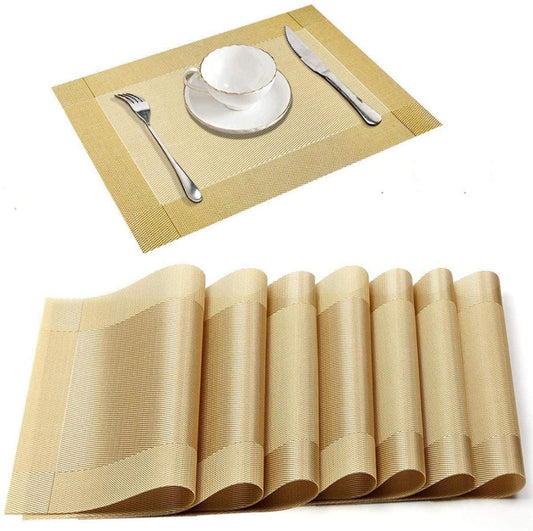 Set of 2/4/6/8pcs Golden Pvc Placemats,