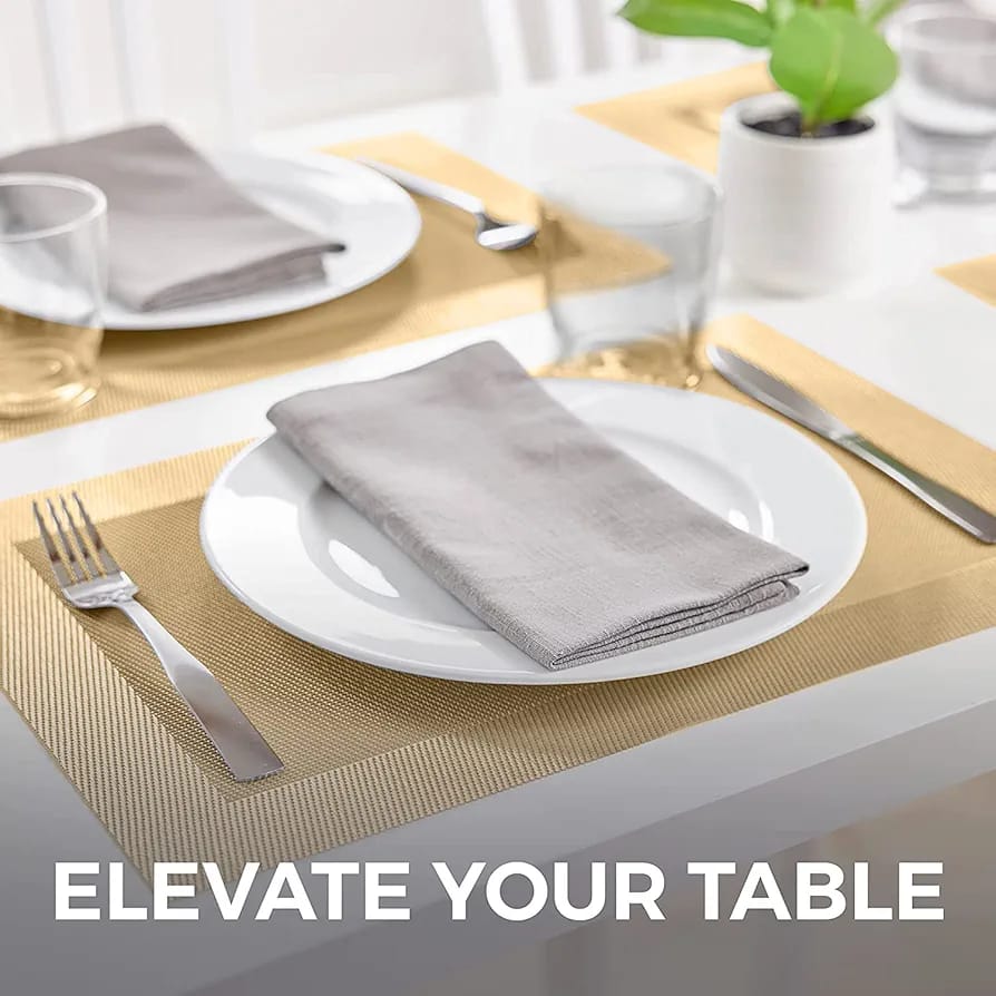 Set of 2/4/6/8pcs Golden Pvc Placemats,