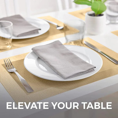 Set of 2/4/6/8pcs Golden Pvc Placemats,