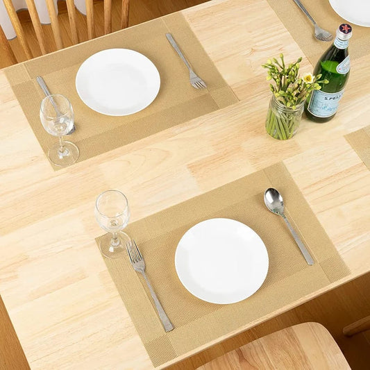 Set of 2/4/6/8pcs Golden Pvc Placemats,