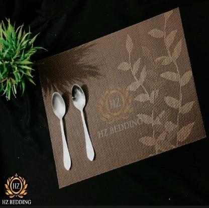 Set of 2/4/6/8pcs Leaf Brown Pvc Placemats,