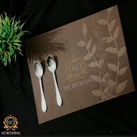 Set of 2/4/6/8pcs Leaf Brown Pvc Placemats,