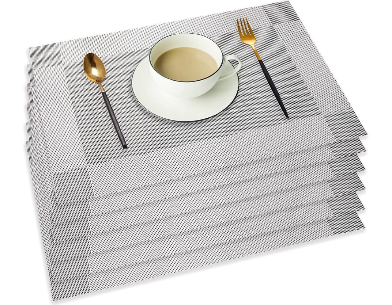 Set of 2/4/6/8pcs Light Grey Pvc Placemats,
