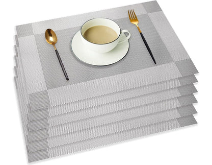 Set of 2/4/6/8pcs Light Grey Pvc Placemats,