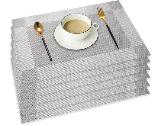 Set of 2/4/6/8pcs Light Grey Pvc Placemats,
