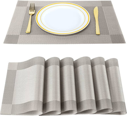 Set of 2/4/6/8pcs Light Grey Pvc Placemats,