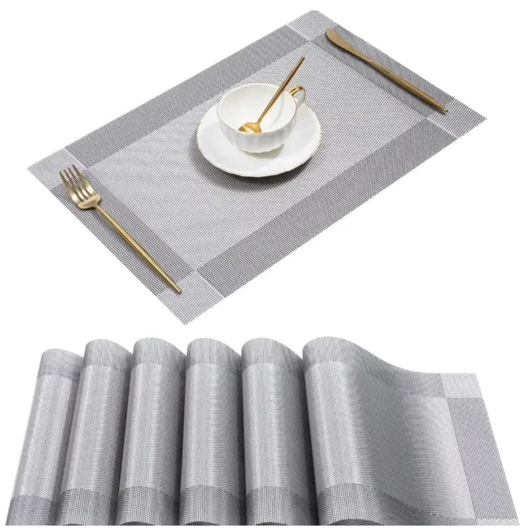 Set of 2/4/6/8pcs Light Grey Pvc Placemats,