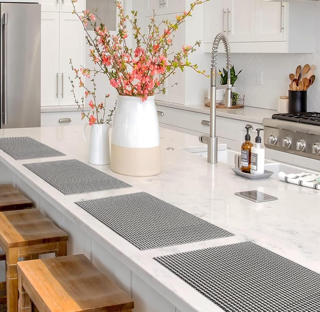 Set of 2/4/6/8pcs New Check Pvc Placemats,
