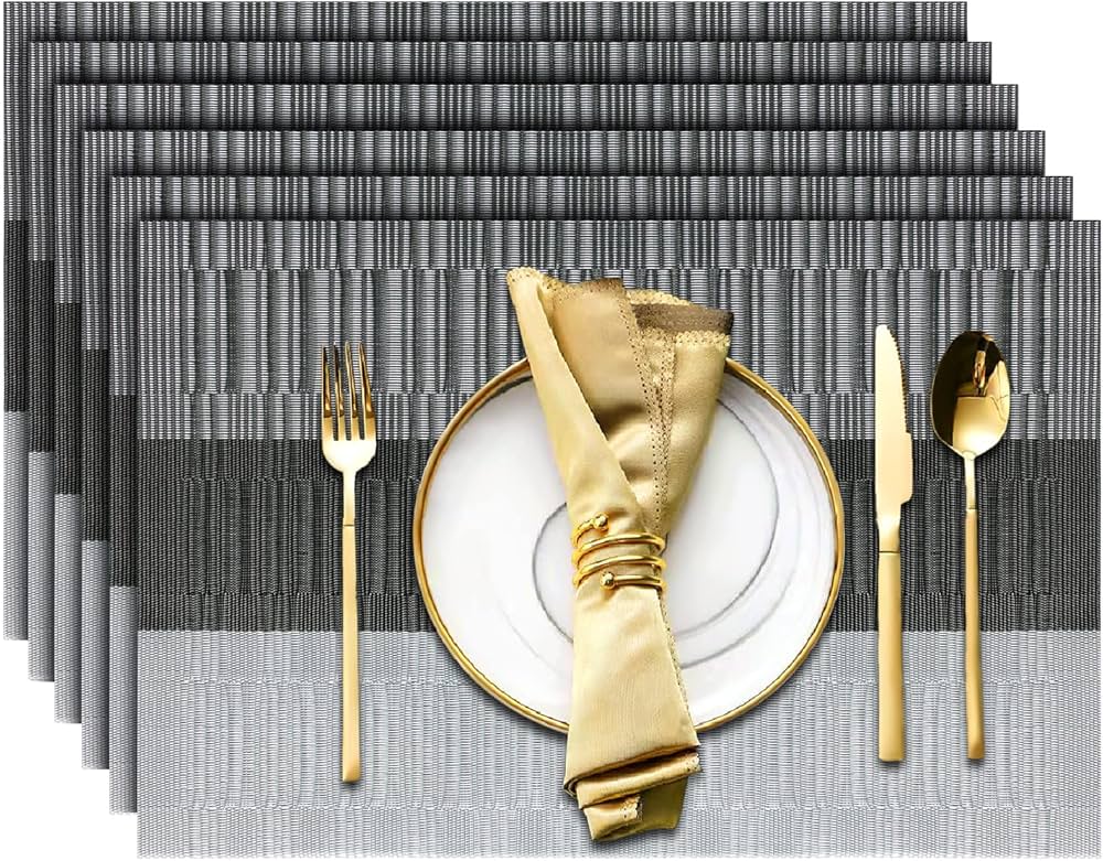 Set of 2/4/6/8pcs New Grey Pvc Placemats,