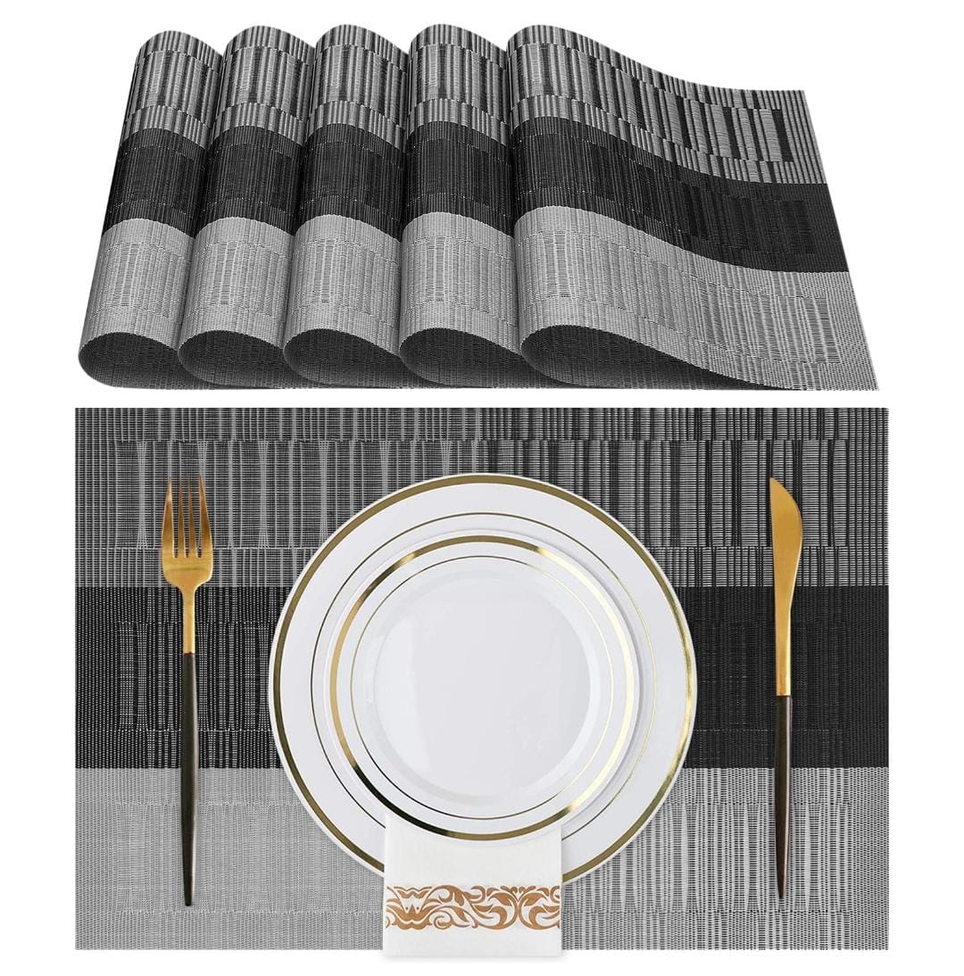 Set of 2/4/6/8pcs New Grey Pvc Placemats,