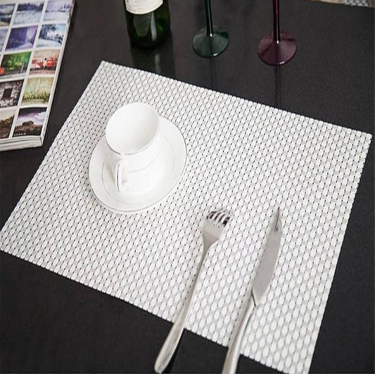 Set of 2/4/6/8pcs White check Pvc Placemats,