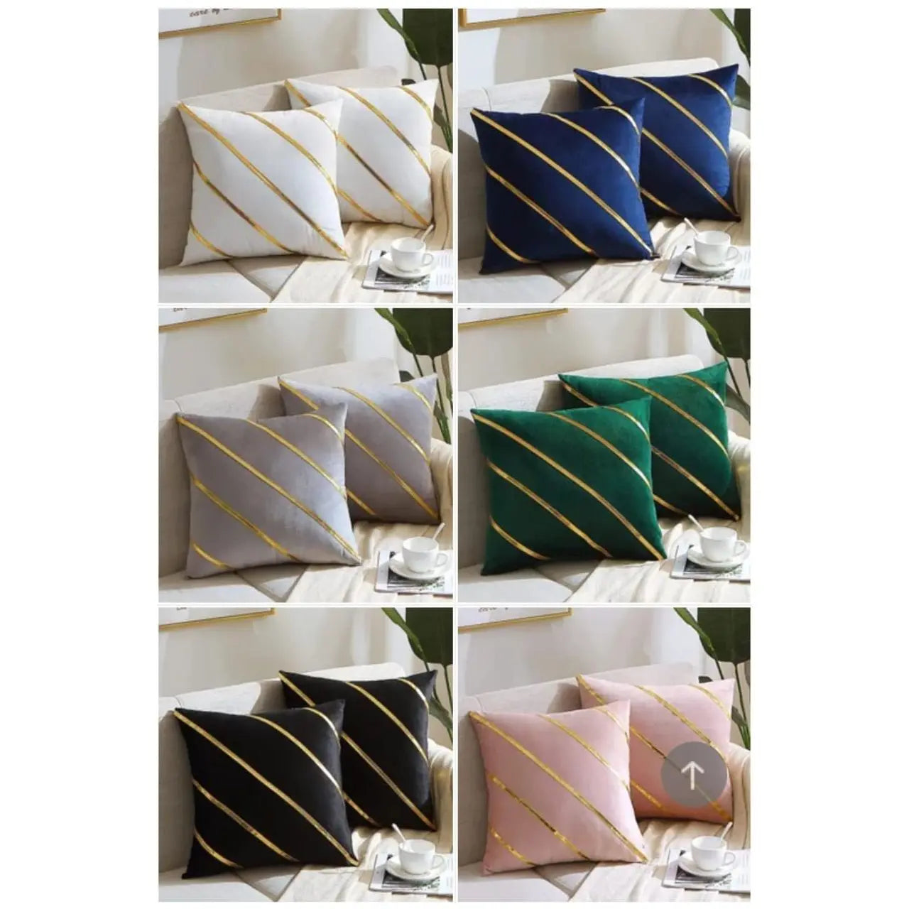 Soft Valvet Golden Strip Cushion Cover 16 x 16
