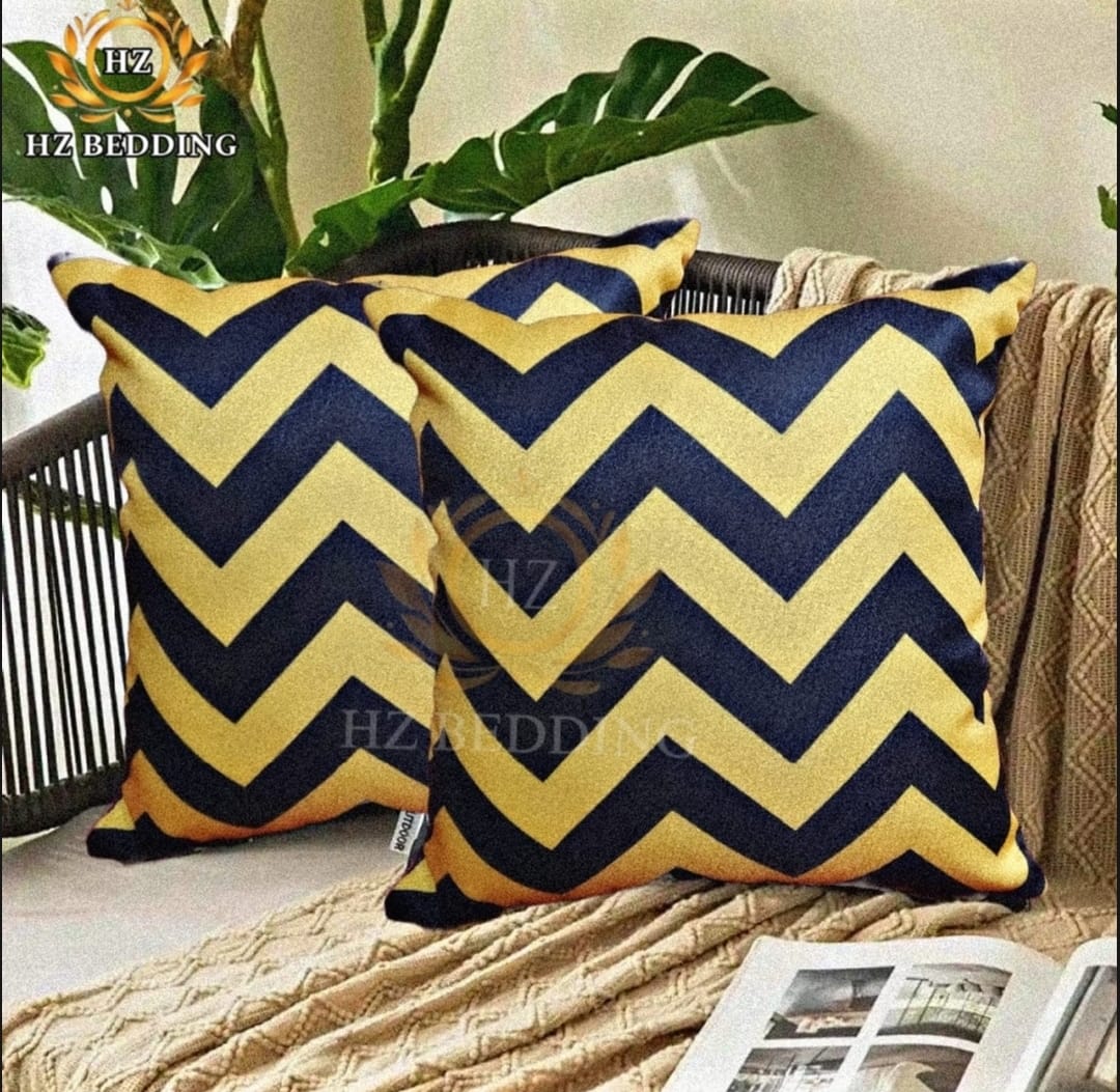 Yellow & Black Zigzag Cushion Covers – 16x16 & 18x18 inch