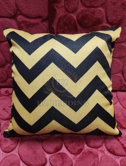 Yellow & Black Zigzag Cushion Covers – 16x16 & 18x18 inch